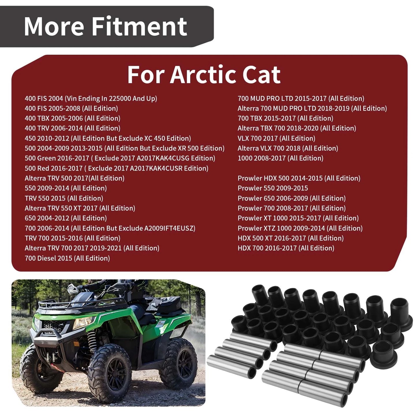 Rear A-Arm Bushings for Arctic Cat 400/450/500/550/650/700/1000 Prowler