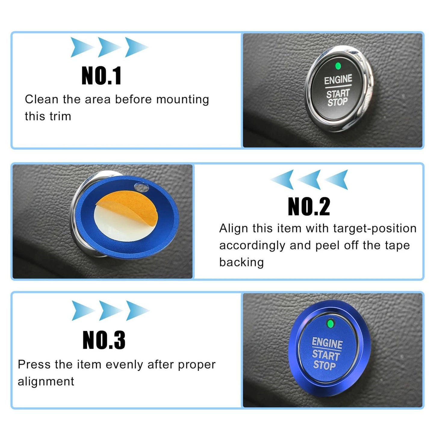 Engine Start Stop Button Cover Kit for Ford F-150 (2016-2021) Blue