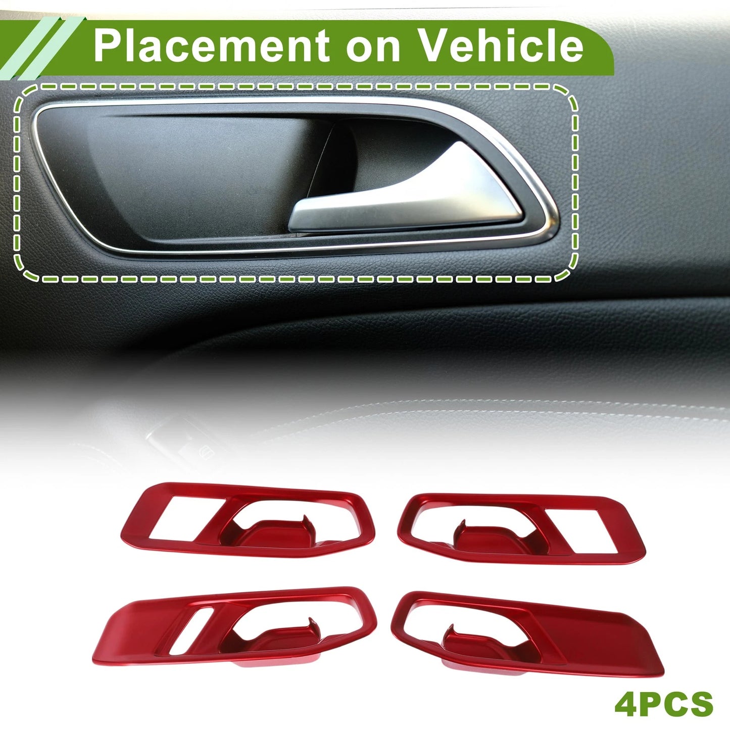 Red ABS Interior Door Handle Bowl Cover Trim for Honda Accord (2023-2025) 4 x
