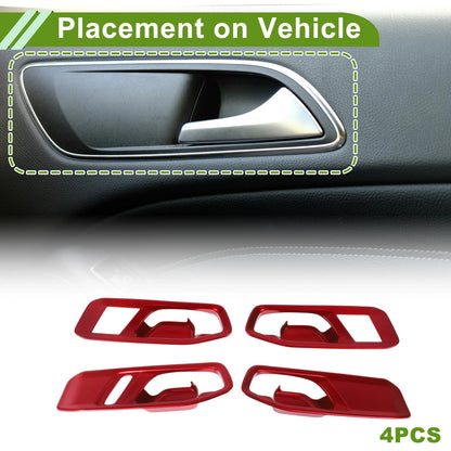 Red ABS Interior Door Handle Bowl Cover Trim for Honda Accord (2023-2025) 4 x