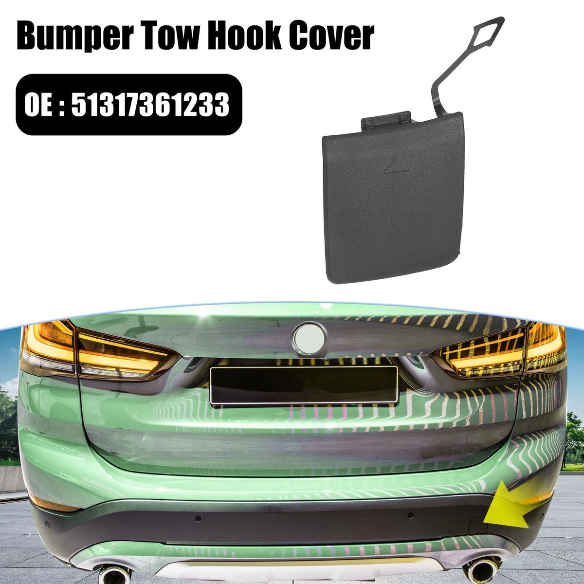 Rear Bumper Tow Hook Eye Lid Cover for BMW 25ix (2016-2018) Black