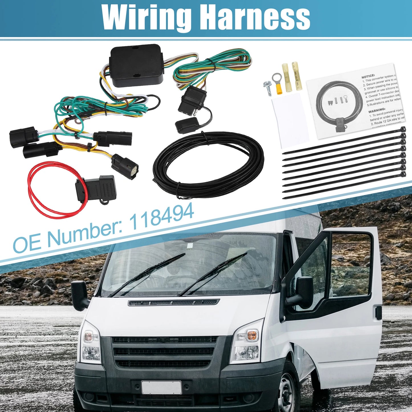 4-Pin Trailer Wiring Harness for Ford Transit 150 250 (2015-2022)