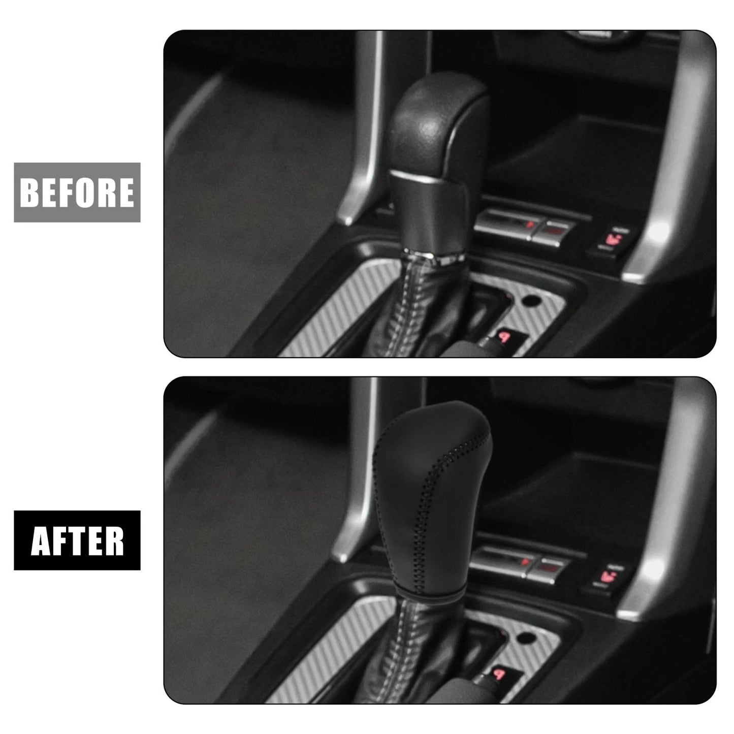 Black Faux Leather Gear Shift Knob Cover for Subaru Forester (2014-2023)
