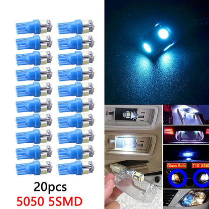 20 x Ice Blue T10 194 LED Bulbs for Instrument Panel Gauge Cluster Lights