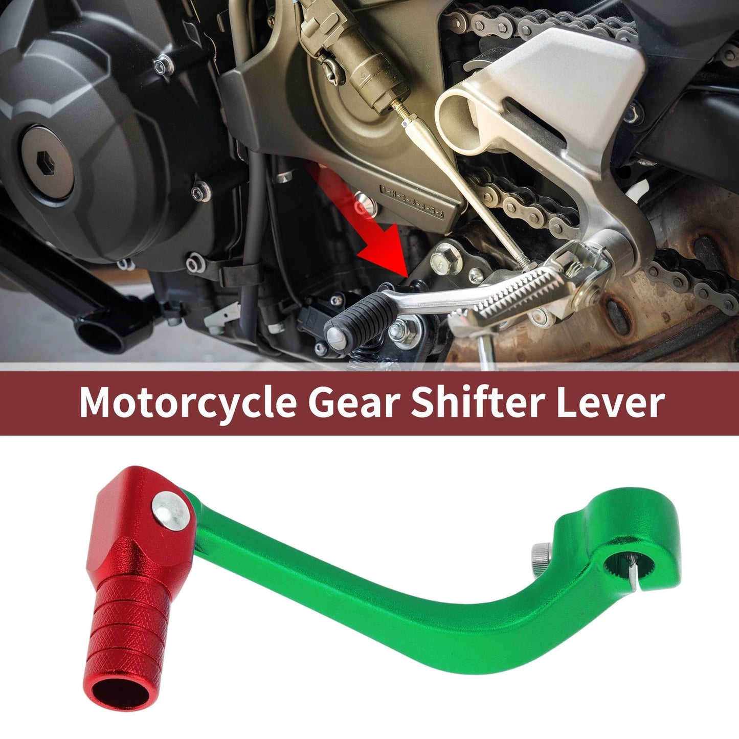 Folding Shifter Lever for Honda CRF110F (2013-2018) - Green & Red