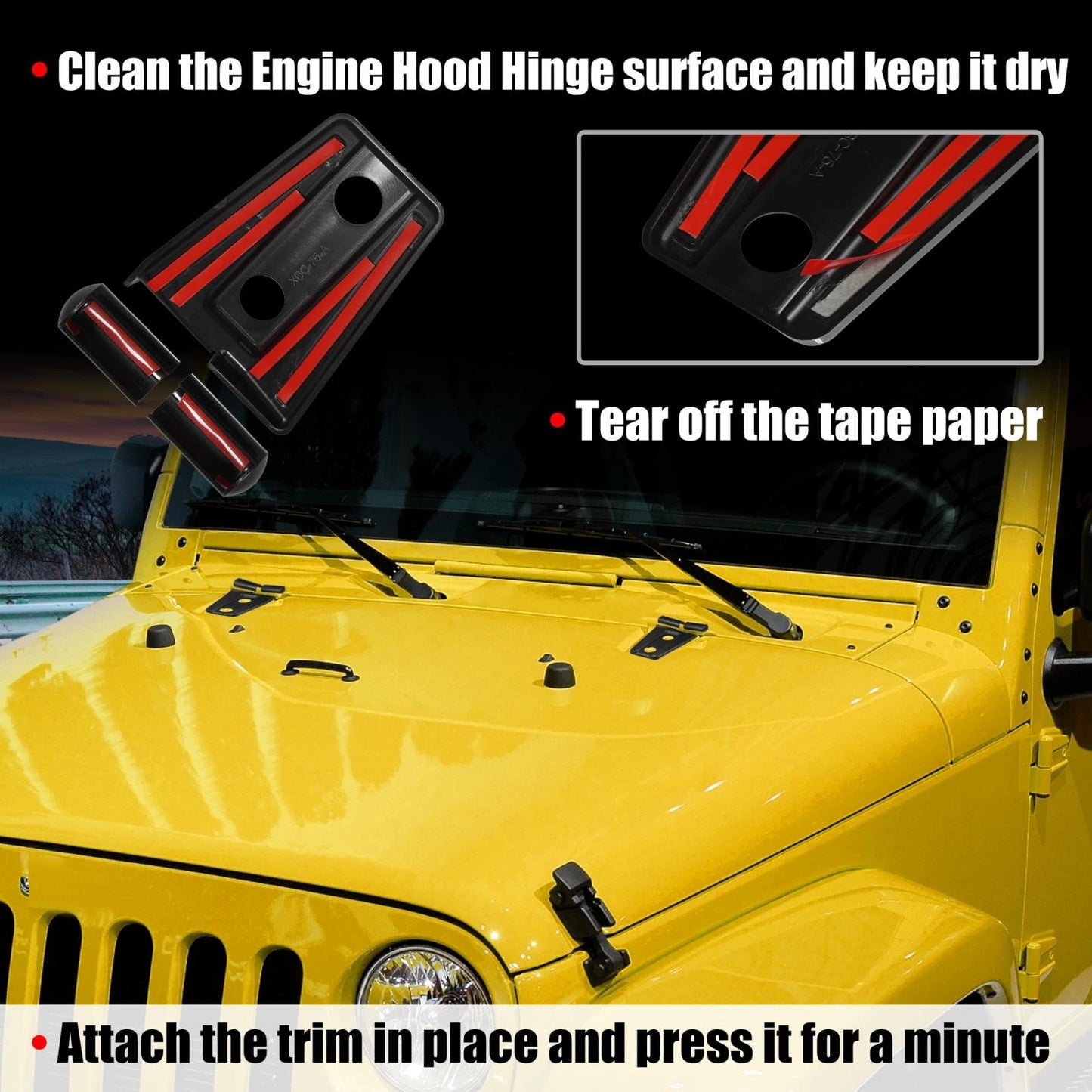 Engine Hood Hinge Covers for Jeep Wrangler 2007-2018 Black