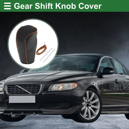 Car Gear Shift Knob Cover 1 Pc for Volvo S80 (2007-2012) Black Brown Faux Leather