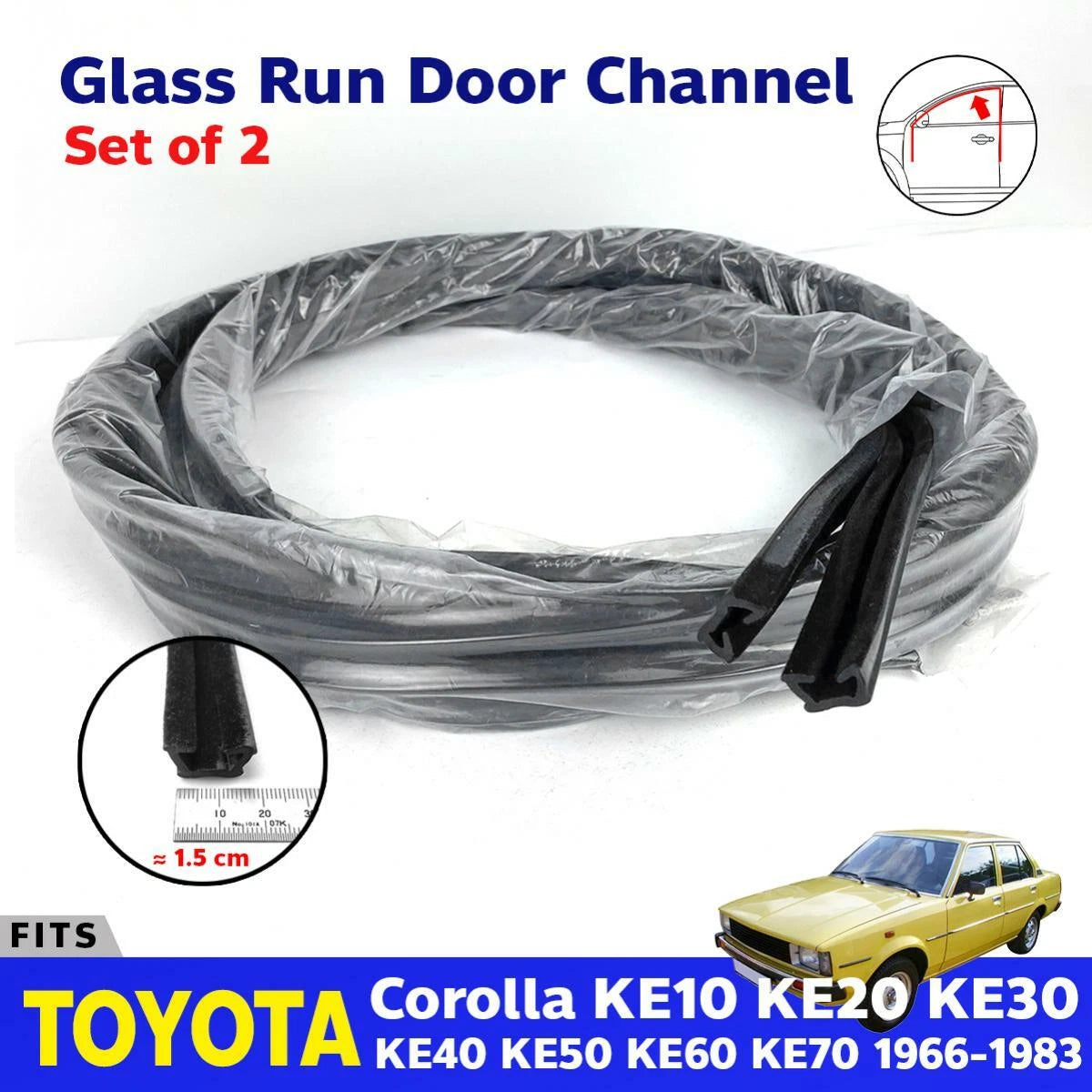 Fits Toyota Corolla KE10 KE20 KE30 KE70 Window Glass Door Run Channel Felt x2