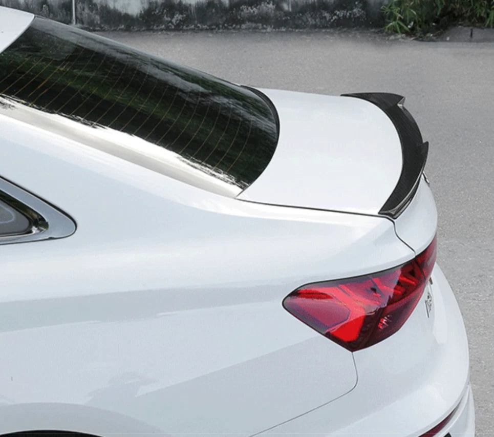 Rear Trunk Spoiler Wing for Audi A3 S3 2021-2023 Carbon Fiber Sedan V Style