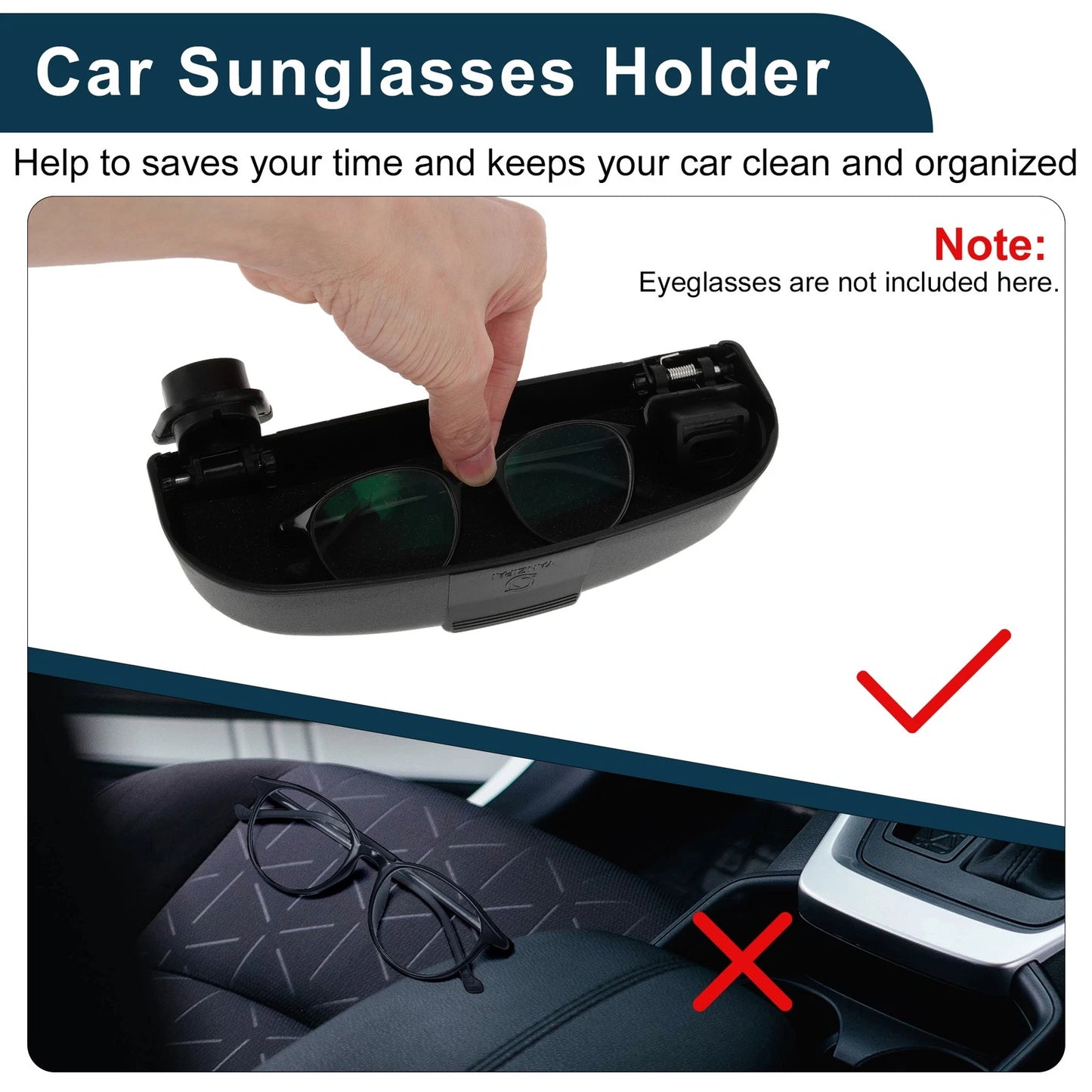 Sunglasses Case for Volvo XC90 Eyeglasses Holder Storage Box Black (2016-2024)
