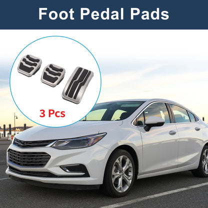 3 x Foot Accelerator Pedal Covers for Ford Focus MK2 (2004-2011) Silver Tone