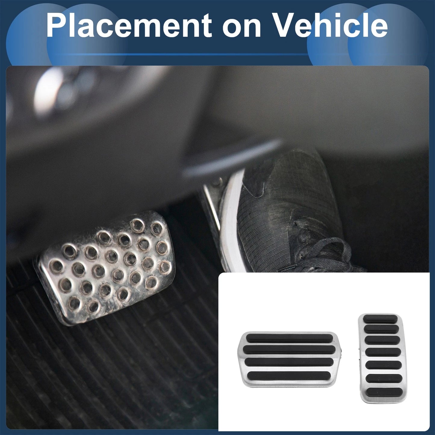 Automatic Footrest Pedals Cover Set for Volvo V40 (2013-2019) Silver Tone