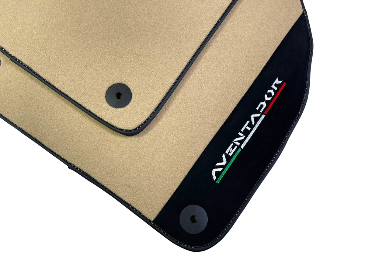 Beige Floor Mats for Lamborghini Aventador 2012-2022 with Alcantara Leather