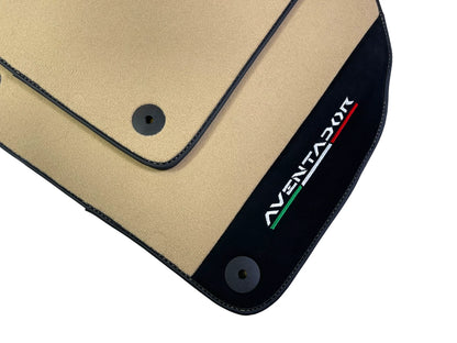 Beige Floor Mats for Lamborghini Aventador 2012-2022 with Alcantara Leather