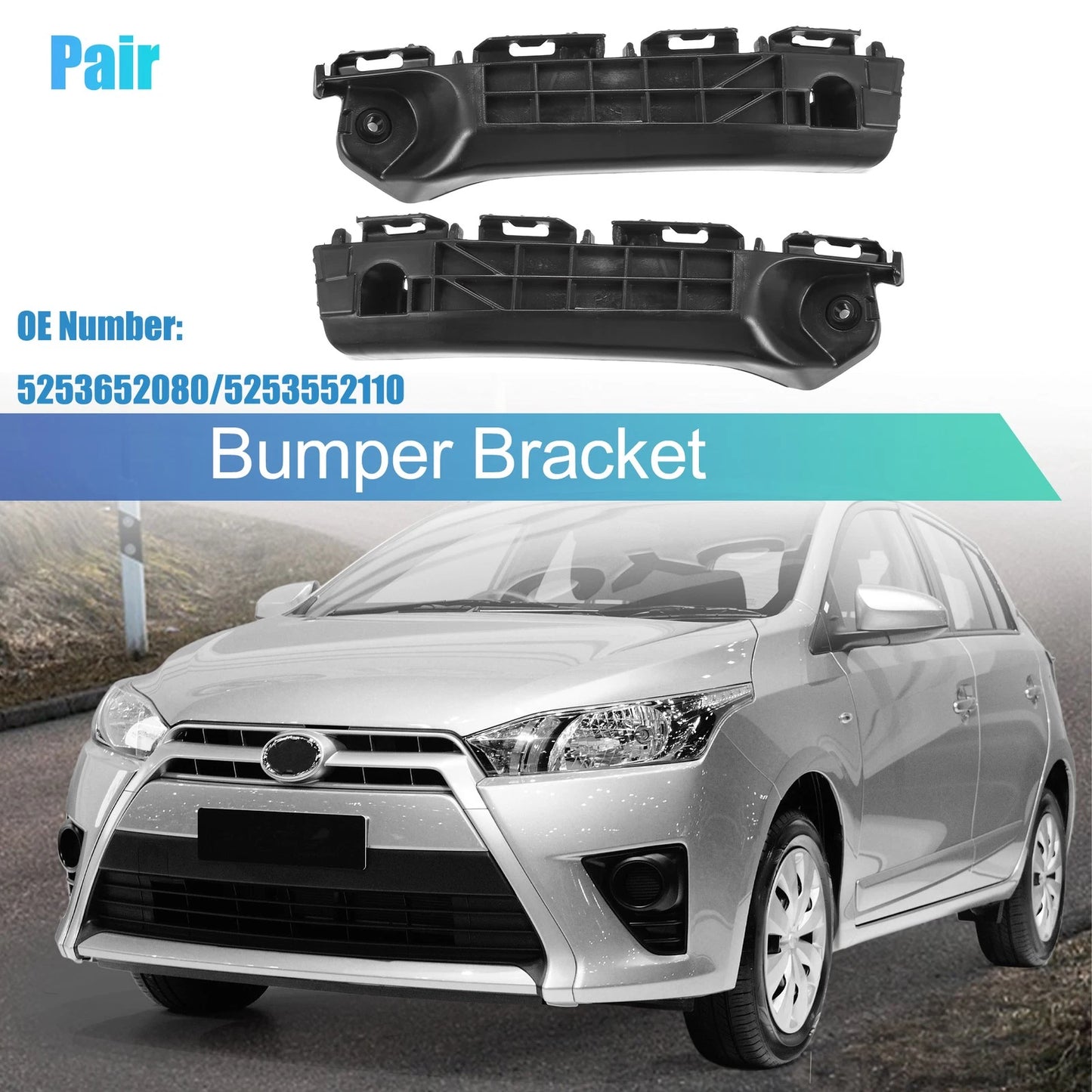 Pair Left Right Front Bumper Bracket for Toyota Yaris (2012–2014)