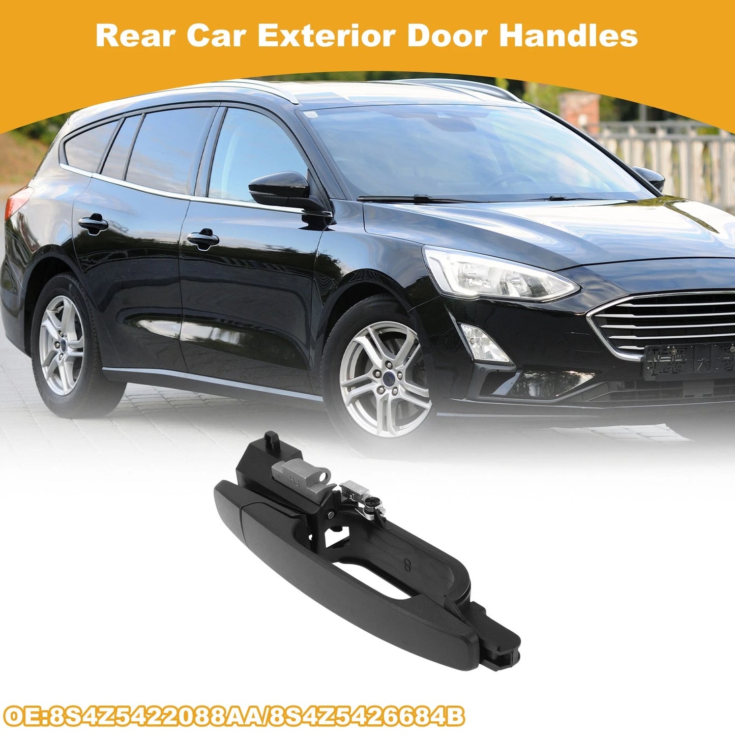 Black Rear Left Right Exterior Door Handle for Ford Focus (2000-2011)
