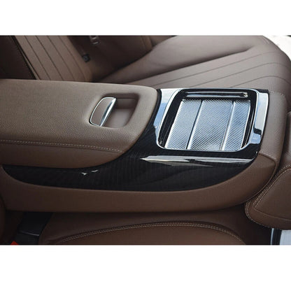 Carbon Fiber Look Rear Armrest Cover Trim Fit for Benz E-Class W213 2016-2018