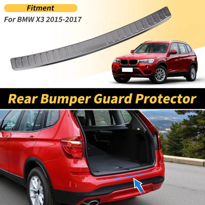 Rear Bumper Topper for BMW X3 (2015-2017) Silver Tone 1 Pc