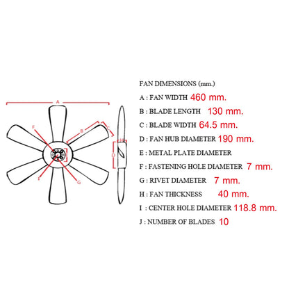 Engine Cooling Fan Blade for Toyota Hilux 6th Gen 1997-2005