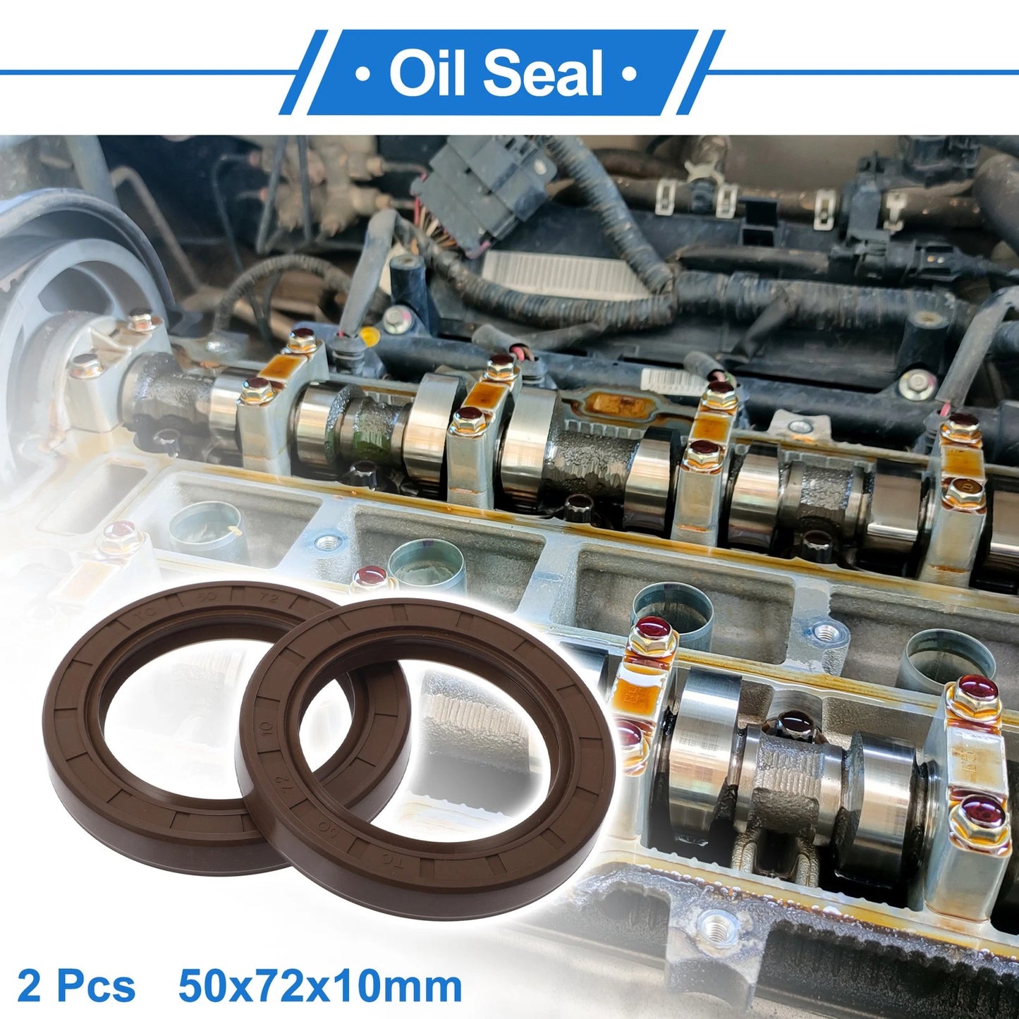 Oil Seal 50x72x10mm Brown 2 x Rotary Shaft Seal FKM Rubber for Make Model