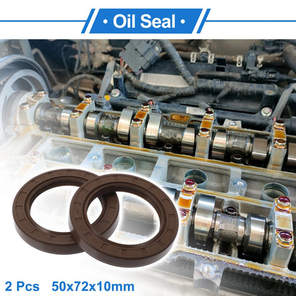 Oil Seal 50x72x10mm Brown 2 x Rotary Shaft Seal FKM Rubber for Make Model