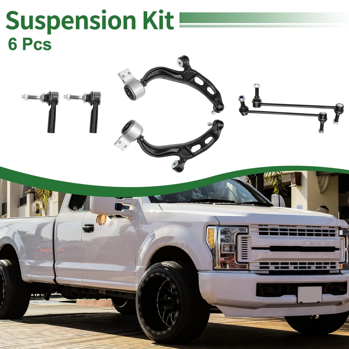 6pcs Front Suspension Kit Control Arm Tie Rod End Sway Bar Link for Ford Flex (2009-2019)