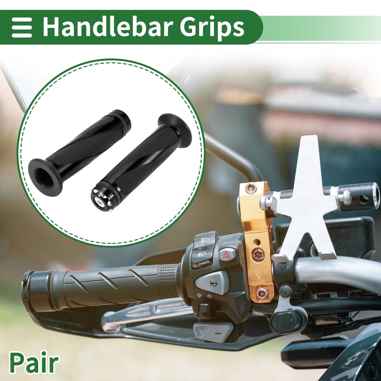 7/8" 22mm Hand Grips for Motorcycle Handle Bar Throttle Black