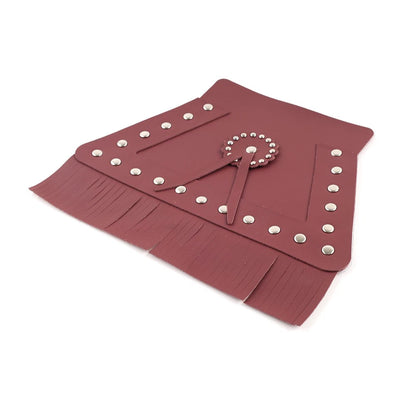 Leather Motorcycle Rear Fender Mud Flap Cover w/Fringe Red for Harley