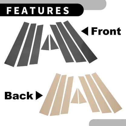 8 Pcs Black Carbon Fiber Window Trim Covers for Subaru Forester (2008-2012)