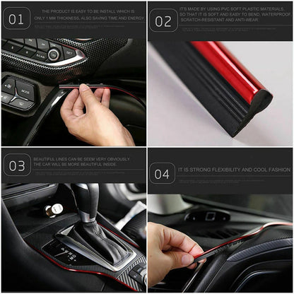 5M Silver Car Interior Door Panel Edge Line Molding Trim