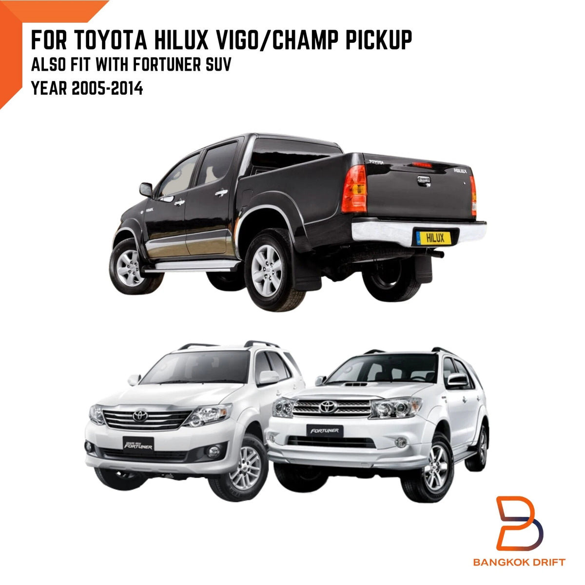 Rubber Mud Flap Splash Guards for Toyota Hilux MK6 MK7 SR5 (2005-2014)