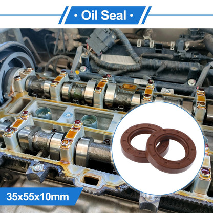 Oil Seal 35x55x10mm FKM Rubber Brown 2 x for Vehicle