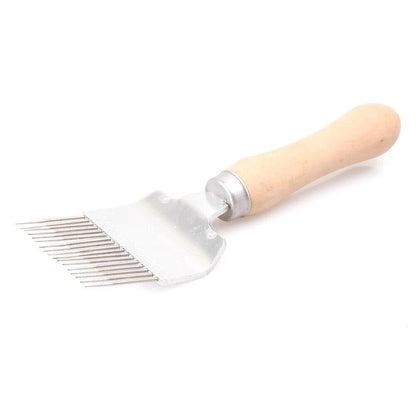 Stainless Steel Honeycomb Uncapping Fork for Beekeeping - Wooden Handle