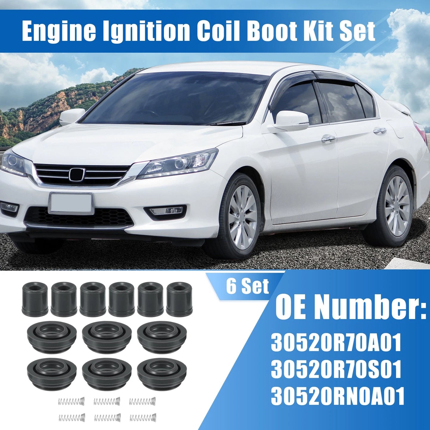6 x Ignition Coil Boot Kit for Honda (2001-2005)