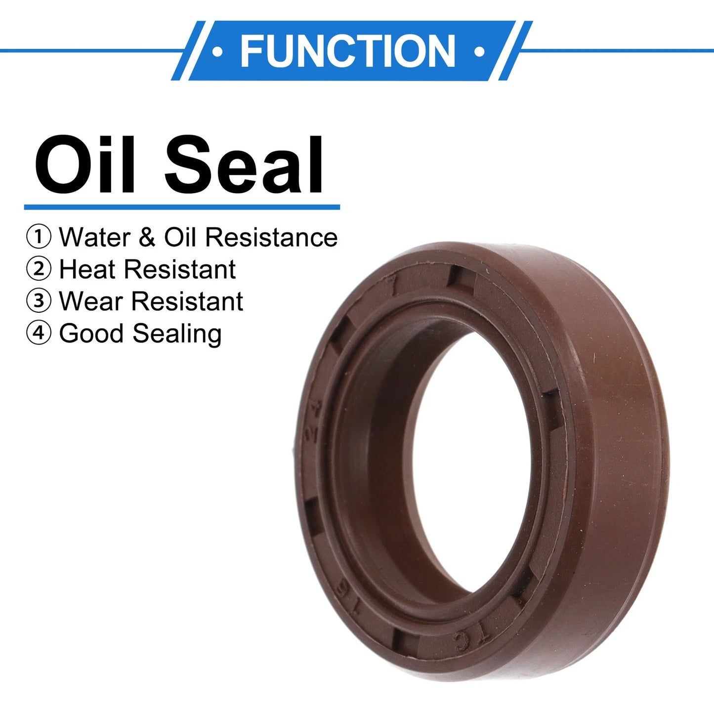 Oil Seal Rotary Shaft Seal FKM Rubber 16x24x7mm Brown 2 x for Make Model