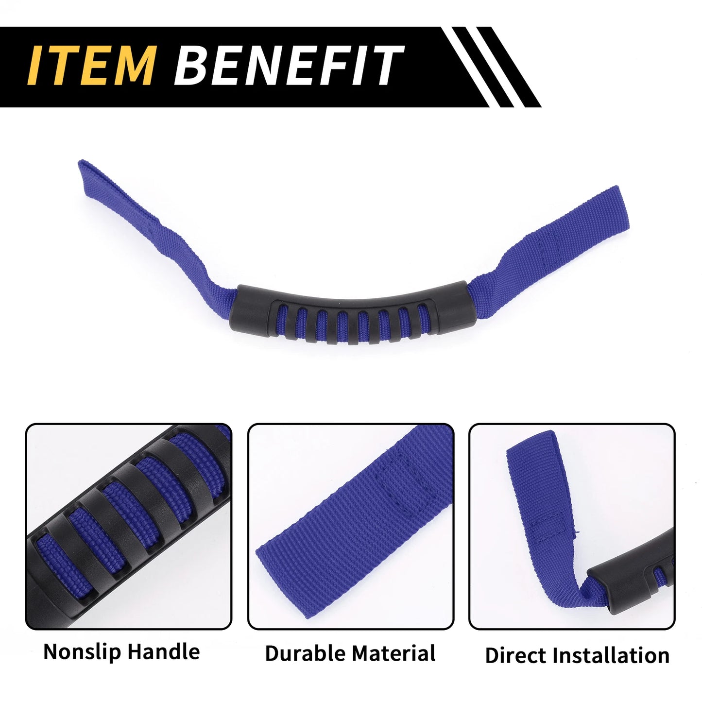 2 x Headrest Grab Handles for Jeep Wrangler (2018-2023) Blue