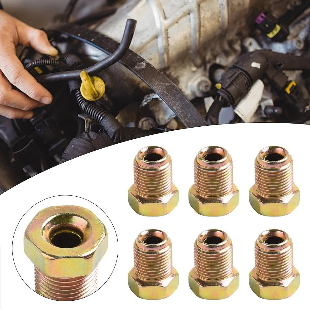 6 x Metric Brake Pipe Fittings Unions Master Cylinder M12x1mm 3/16in for Car