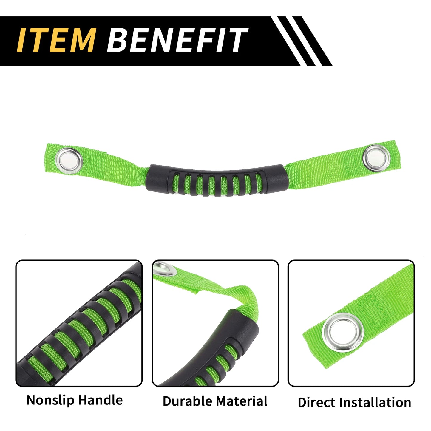 Roll Bar Grab Handles for Jeep Wrangler Roof Rope Handle Green