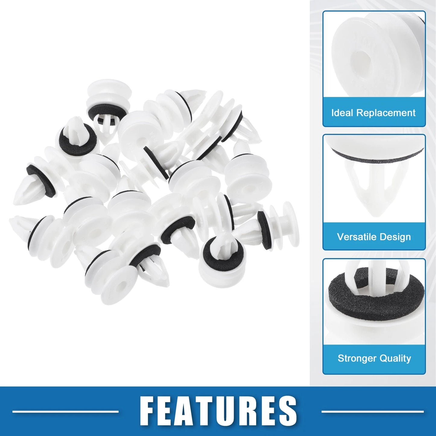 20 x Door Panel Clips for Chevrolet Plastic White