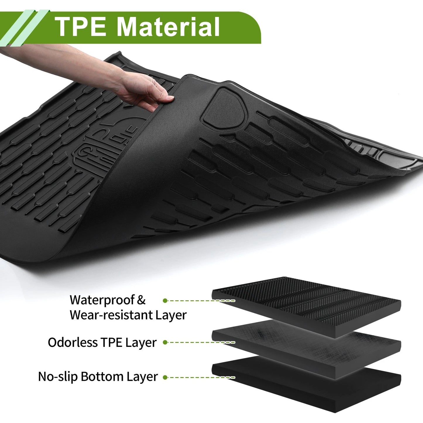 Rear Trunk Mat for Ford Bronco 4-Door 2021-2024 TPE Cargo Liner Replacement