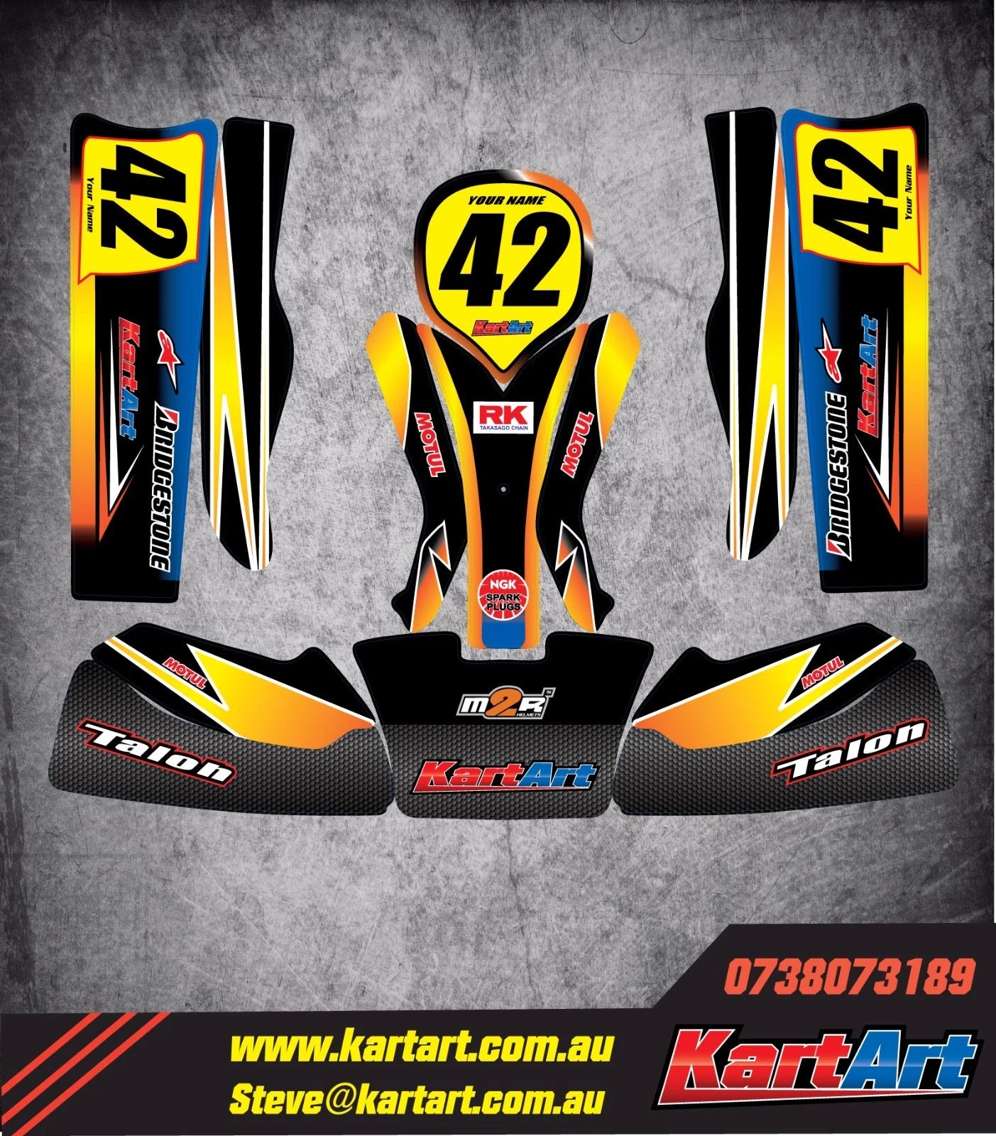 KART ART Sticker Kit for CRG Junior Kart - Sunrise Style Graphics