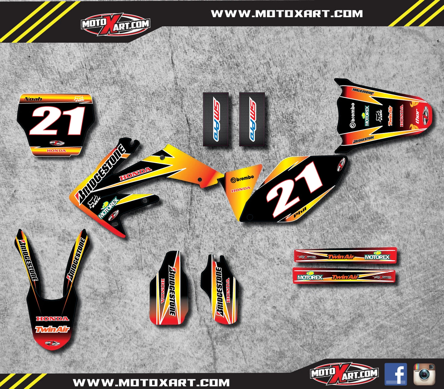 Custom Graphics Full Kit for Honda CRF 250 (2006-2007) SUNRISE STYLE Stickers