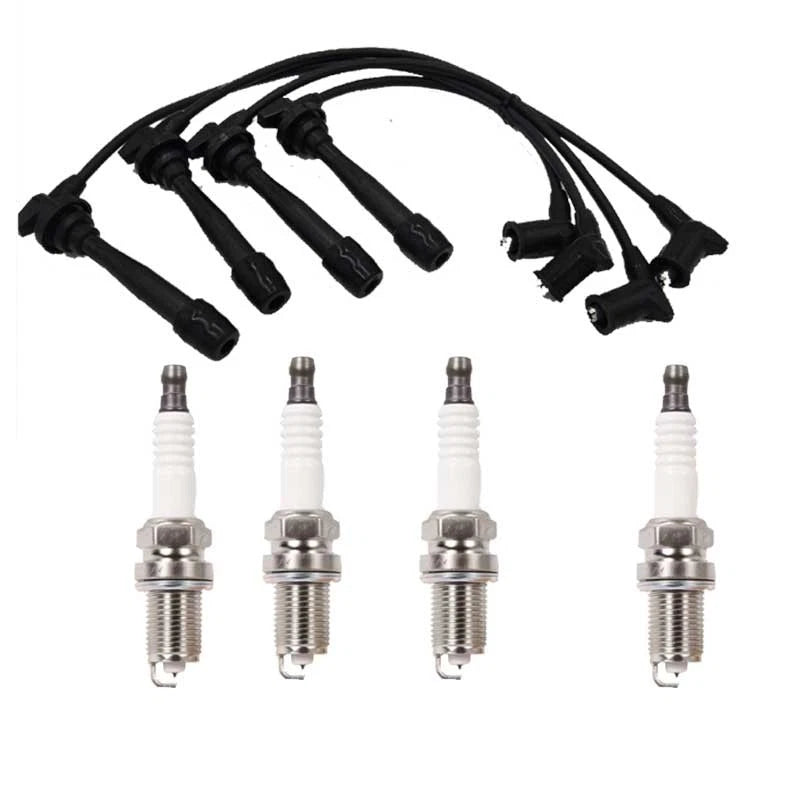 Spark Plugs & Ignition Lead Set for Kia Rio JB 1.4L Hatchback (2006-2011)