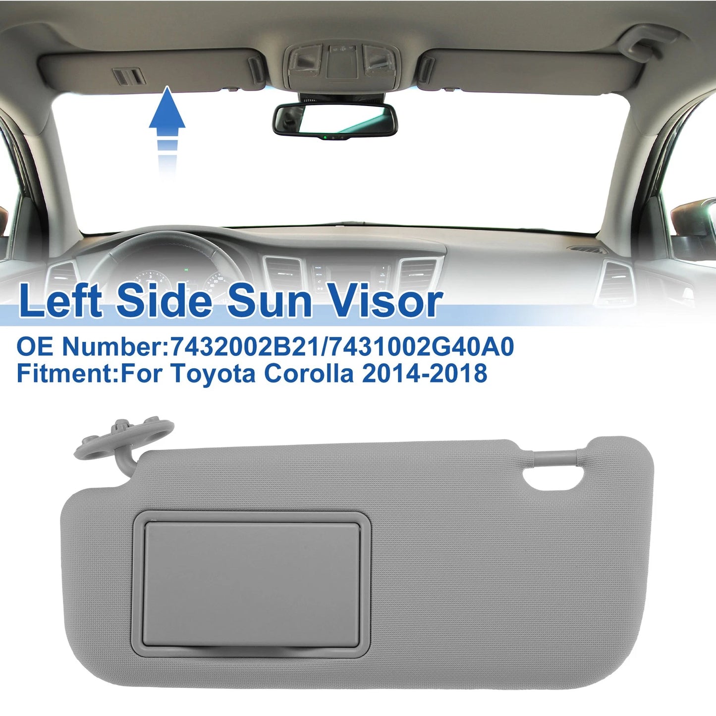 Left Side Sun Visor for Toyota Corolla (2014-2018)