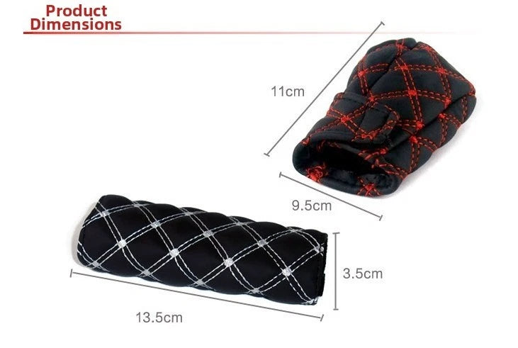 2 x Gear Shift And Handbrake Cover Set Red Wine Cloth for Manual Cars