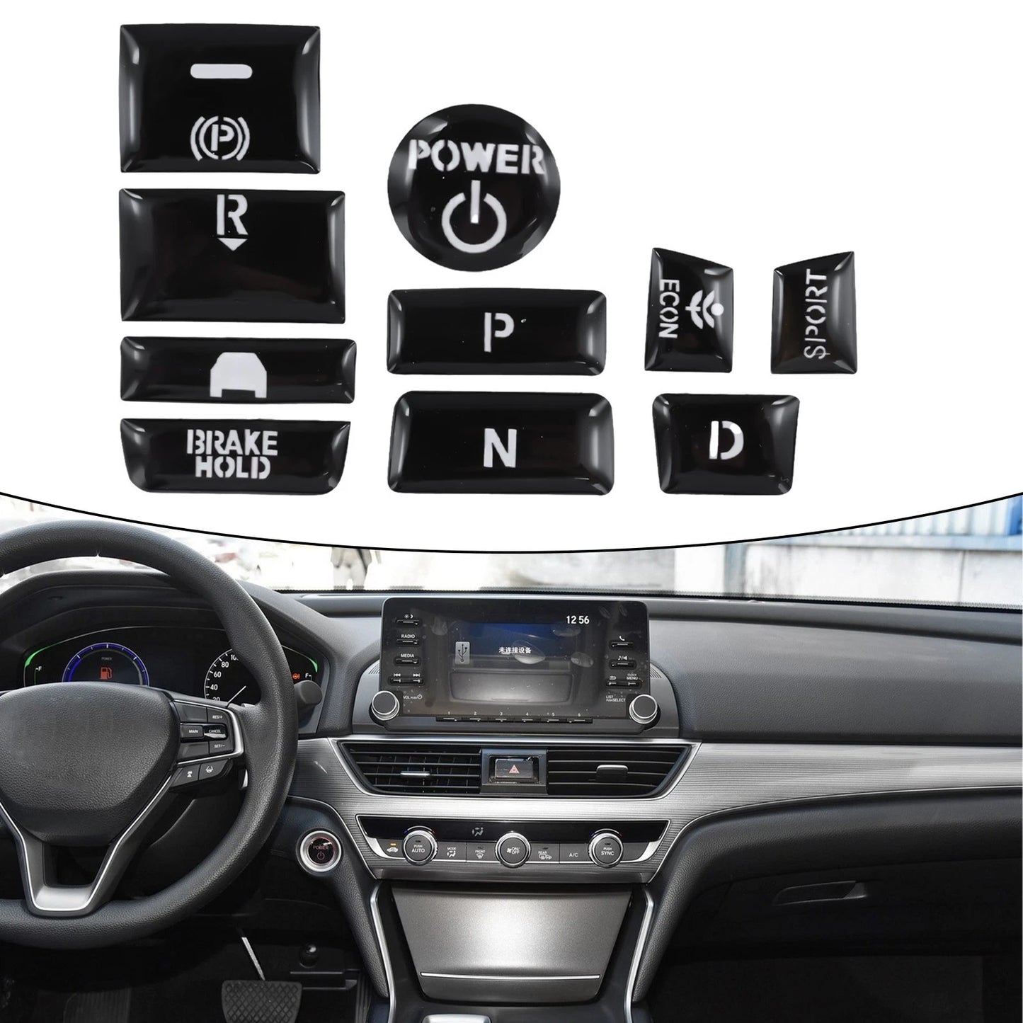 Rubber Handbrake Parking Button Cap Cover Decal for Accord
