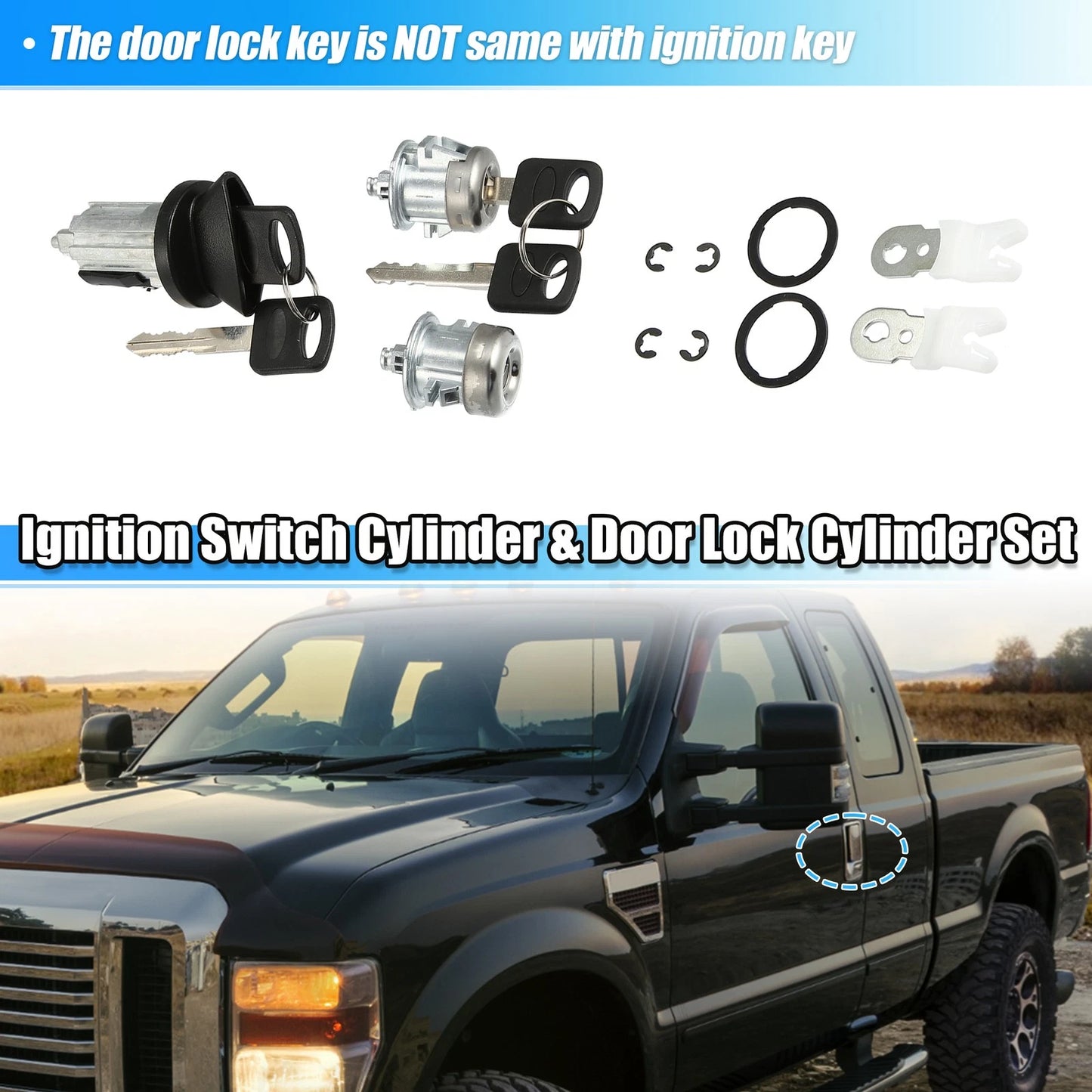 Door Lock Cylinders & Ignition Switch w/ Keys for Ford (2001-2003)