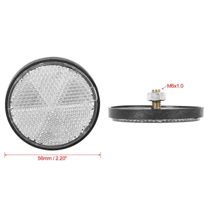 Pair / M6x1.0 White Universal Screw Mount Warning Reflector for Motorcycle Bike
