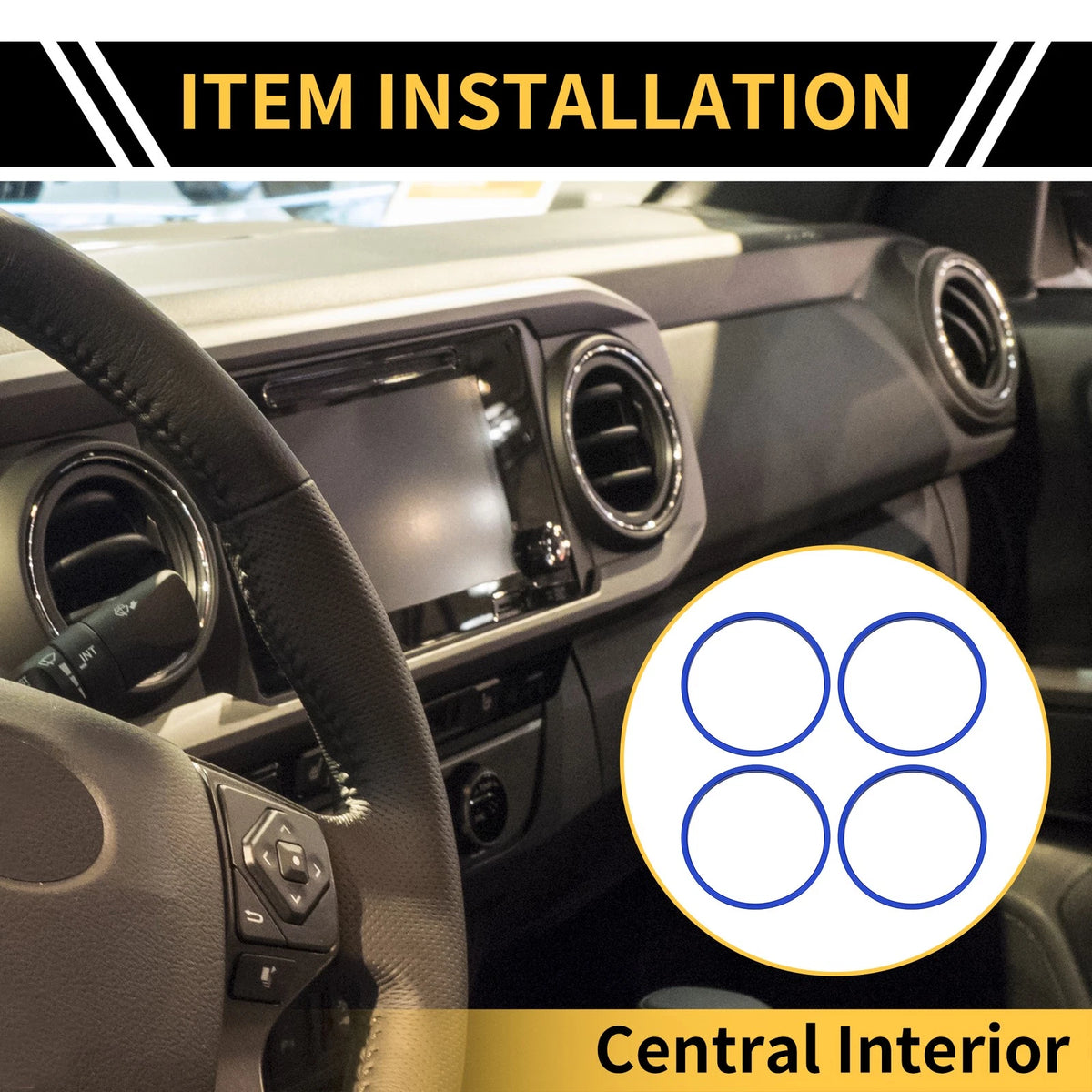 AC Vent Dashboard Decoration Rings for Toyota Tacoma (2016-2023) Blue 1 Set