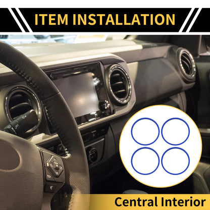 AC Vent Dashboard Decoration Rings for Toyota Tacoma (2016-2023) Blue 1 Set